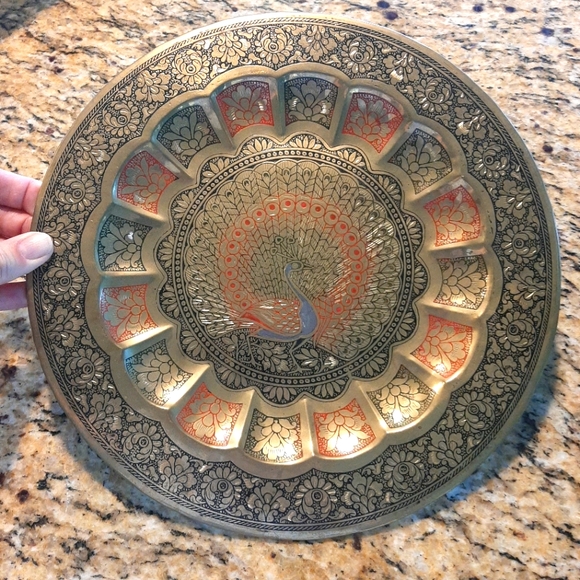Brass Peacock Decorative Plate